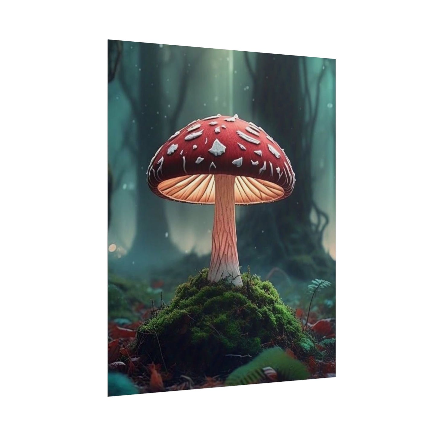 Enchanted Mushroom Rolled Poster - Whimsical Nature Art for Home Decor