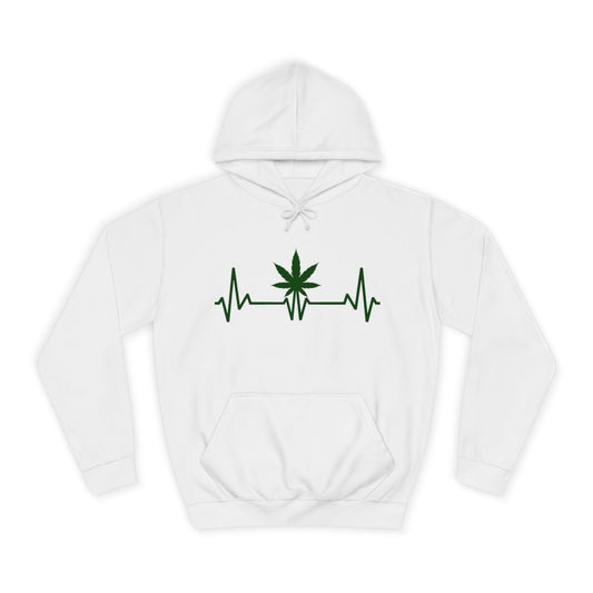 Heartbeat Cannabis Unisex College Hoodie - Vibrant Tie-Dye Design