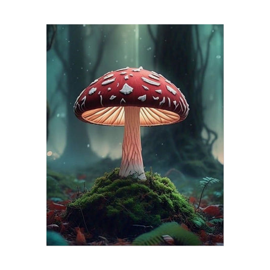 Enchanted Mushroom Rolled Poster - Whimsical Nature Art for Home Decor