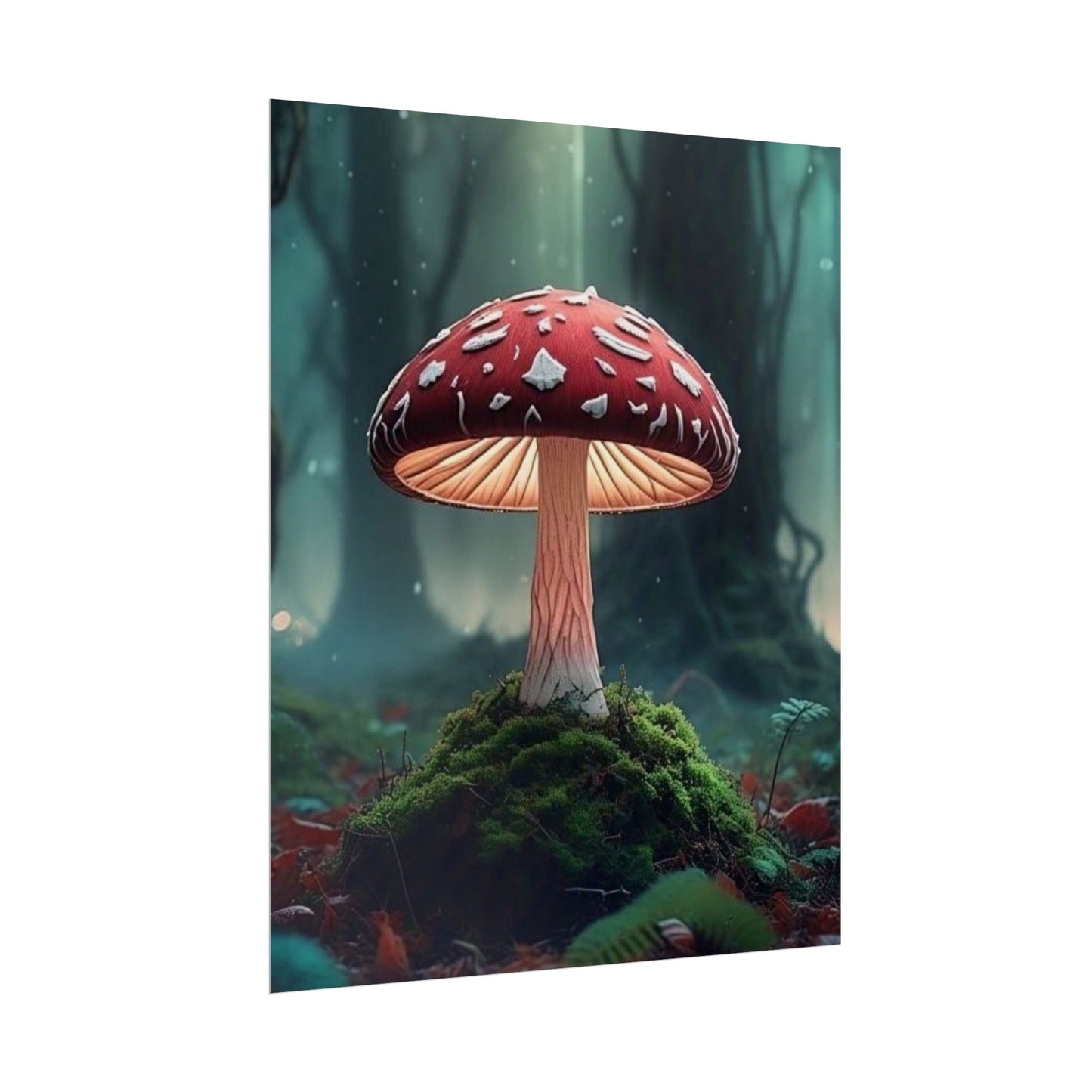 Enchanted Mushroom Rolled Poster - Whimsical Nature Art for Home Decor