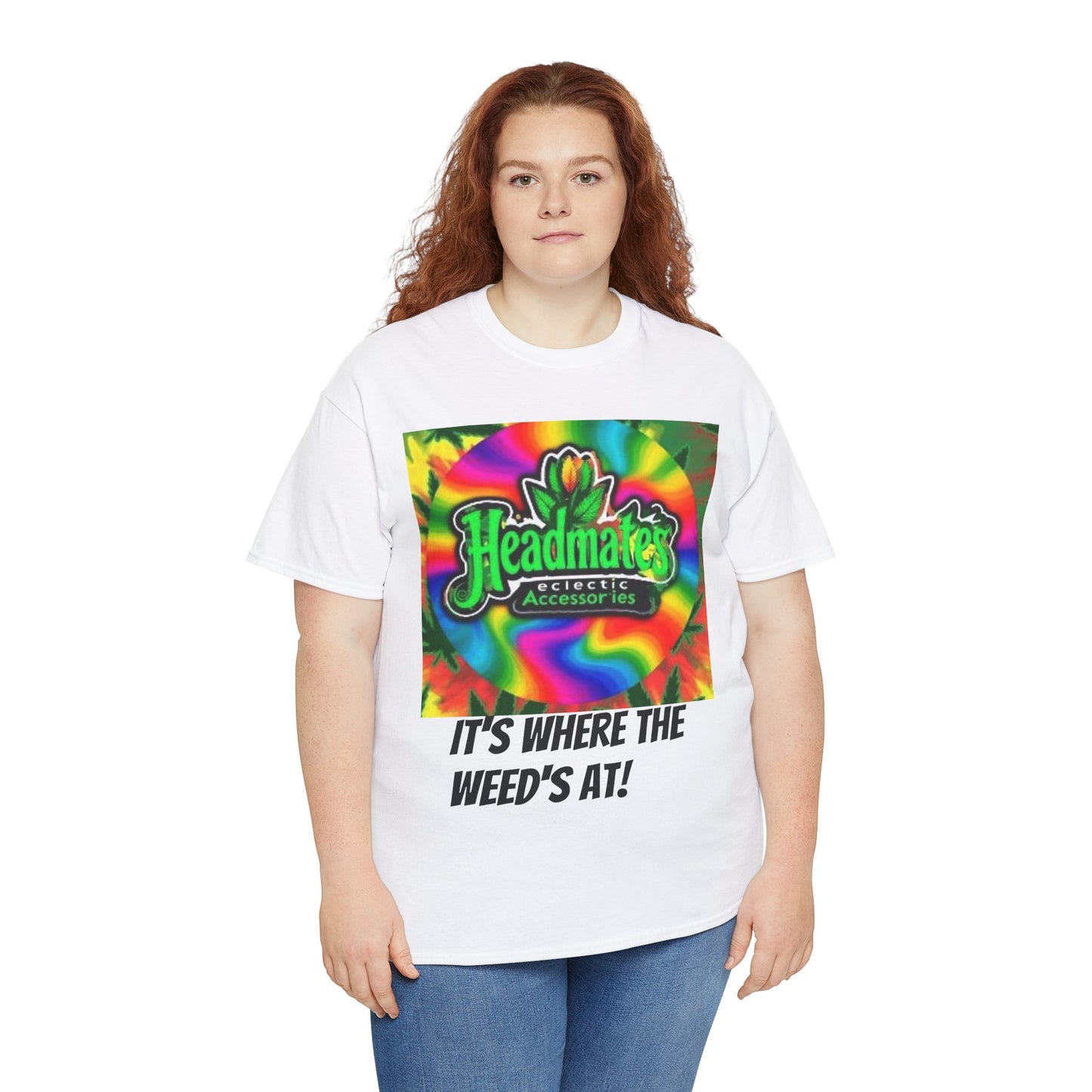 Unisex Heavy Cotton Tee - "It's Where The Weed's At!" Colorful Tie-Dye Graphic Tee for Music Festivals and Casual Wear