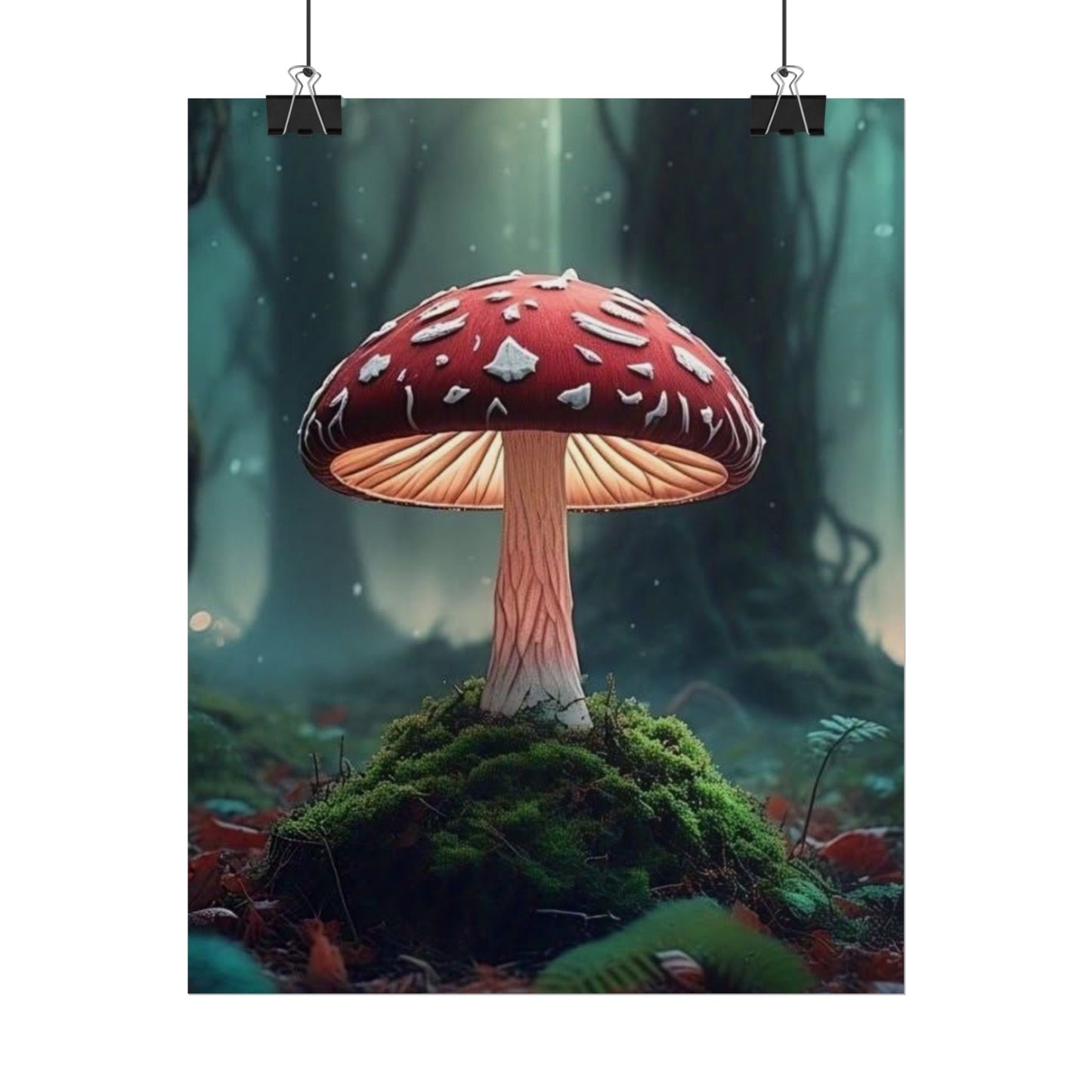 Enchanted Mushroom Rolled Poster - Whimsical Nature Art for Home Decor