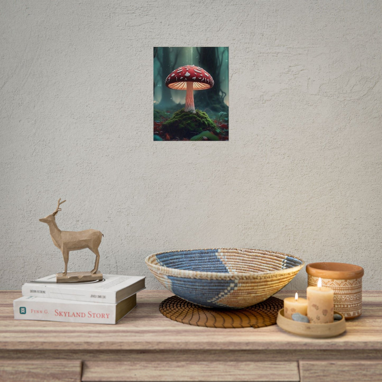 Enchanted Mushroom Rolled Poster - Whimsical Nature Art for Home Decor