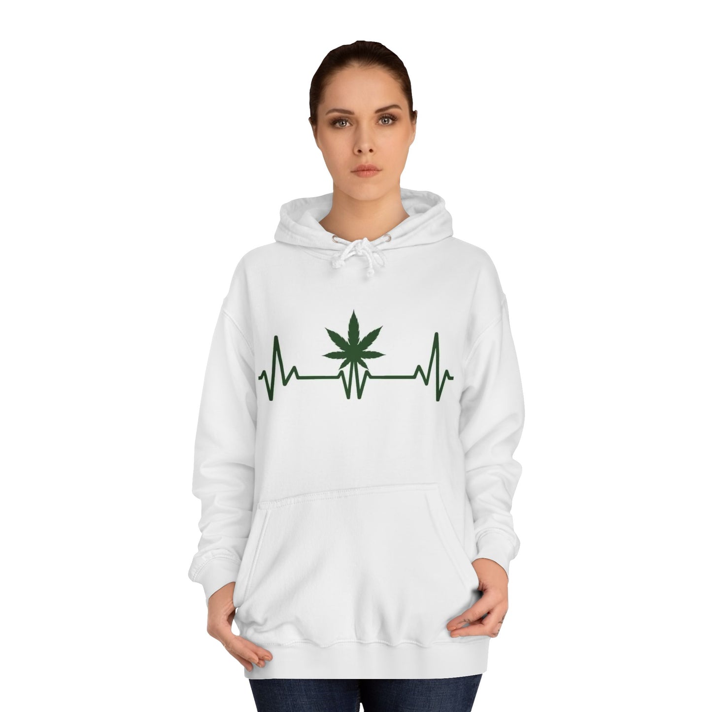 Heartbeat Cannabis Unisex College Hoodie - Vibrant Tie-Dye Design