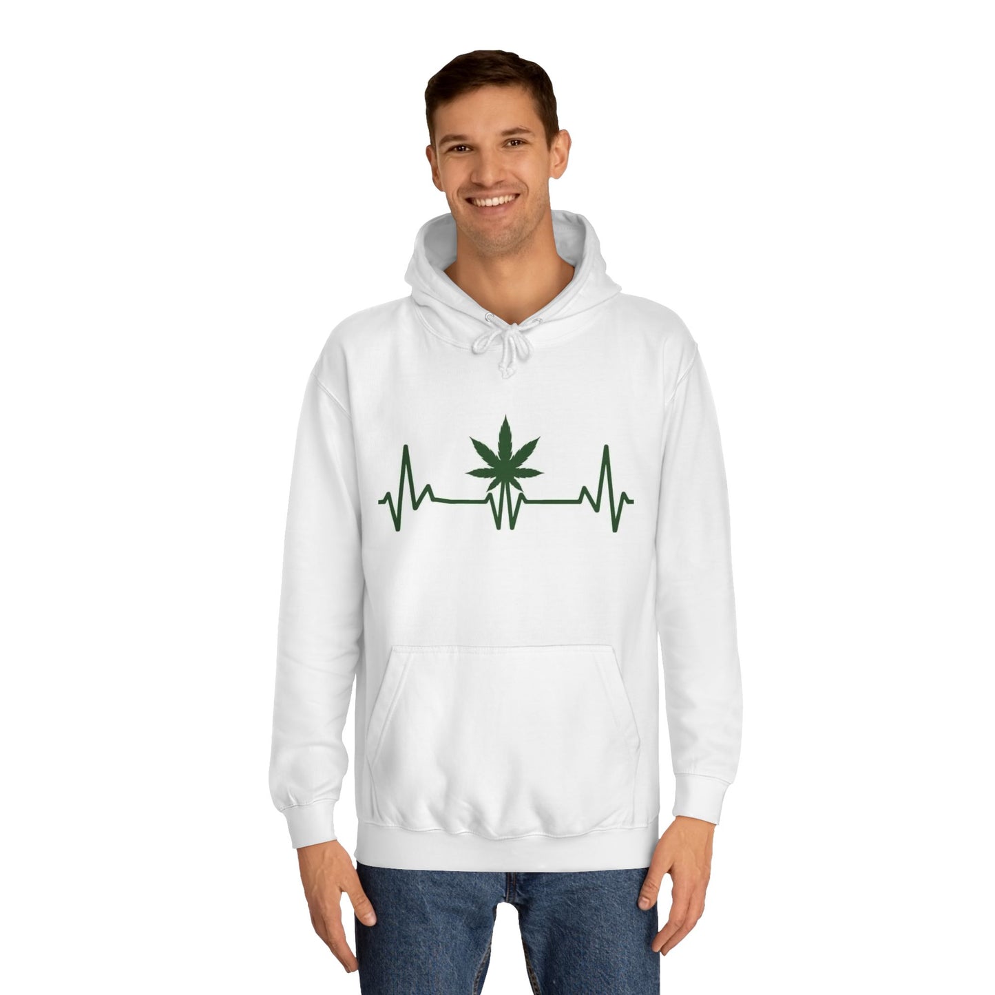 Heartbeat Cannabis Unisex College Hoodie - Vibrant Tie-Dye Design